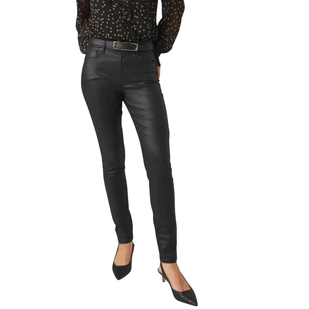 WHITE HOUSE BLACK MARKET Skinny High Rise Black Coated Jeans NEW 8